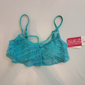 Hula Honey Swimwear Bikini Top, Medium, Aqua NWT